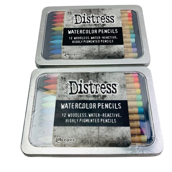 Tim Holtz Distress Watercolor Pencils Sets 2 & 3 / 24 pc Woodless Water-Reactive - Picture 1 of 5